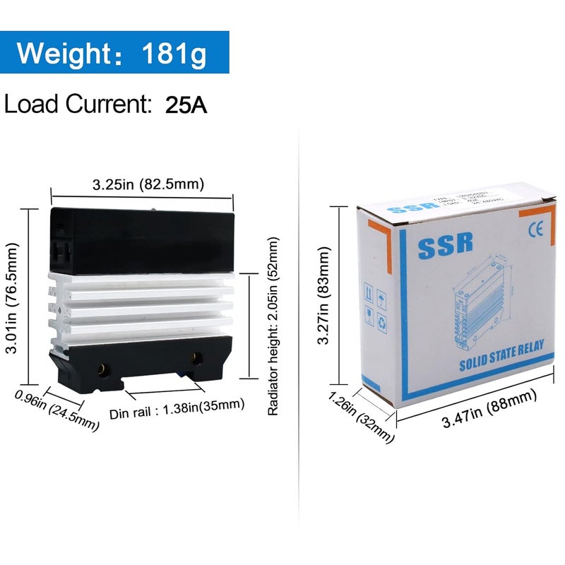 LCLCTC AC to AC Relay Solid State Relay Din Rail (Input70-280V AC Output 24-480V AC) with Radiator, 25A(AC to AC 25A) - Image 4